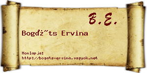 Bogáts Ervina névjegykártya
